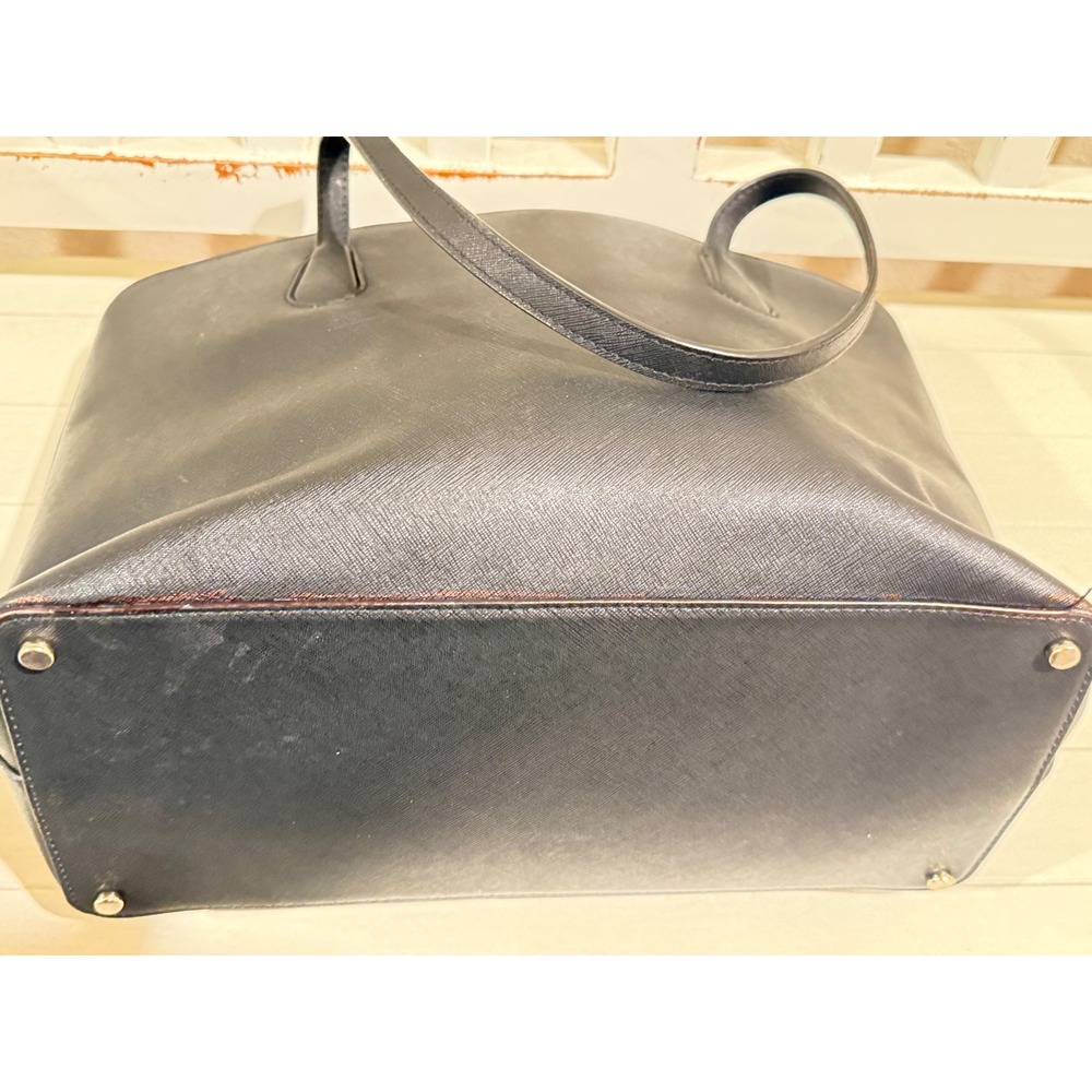 Kate Spade New‎ York Black Saffiano Leather Tote Bag Gold Tone Logo PXRU4545 - Picture 12 of 15